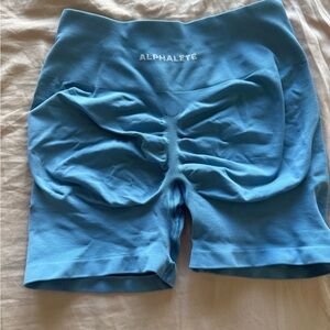 Alphalete Pump High Rise Shorts in Coastal Blue